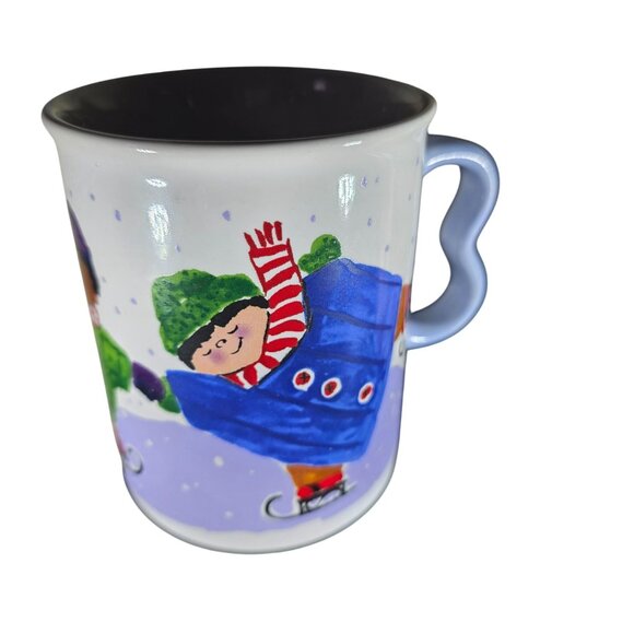 Pfaltzgraff Designer Collection mug coffee cup Winter Ice Skating children - Picture 3 of 7